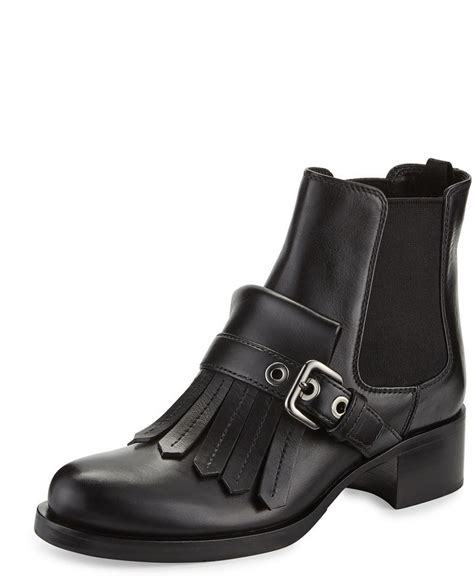 prada leather kiltie chelsea boot|Black Leather Chelsea Boots .